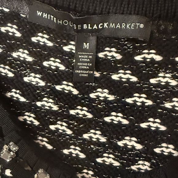 White House Black Market Bouclé Knit Jacket Black Cardigan Size M - Picture 2 of 5